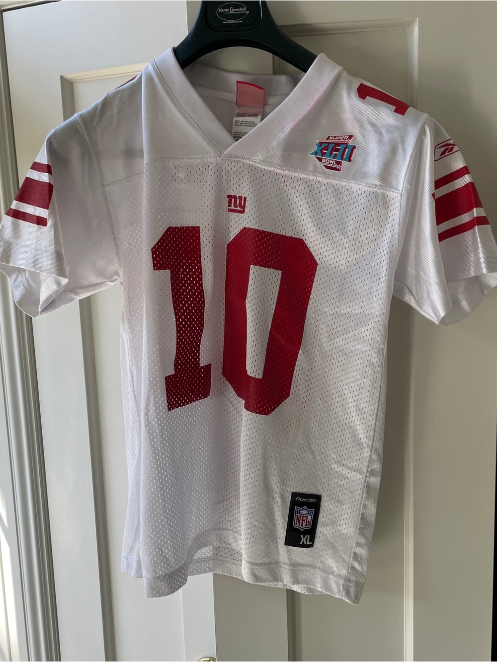 NHL Manning Giants Jersey Kids White and Red Football Jersey #10